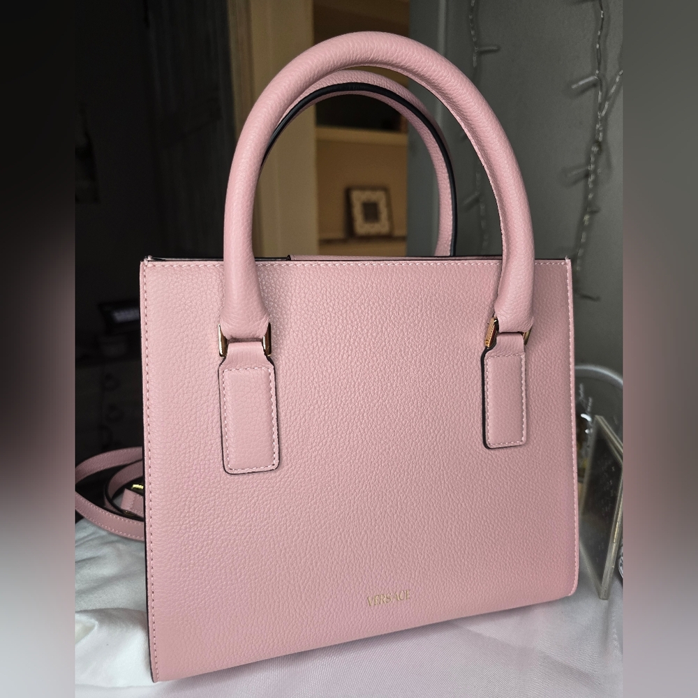 Like New Versace Virtus Pink Leather 2 Way Bag! - Picture 10 of 15
